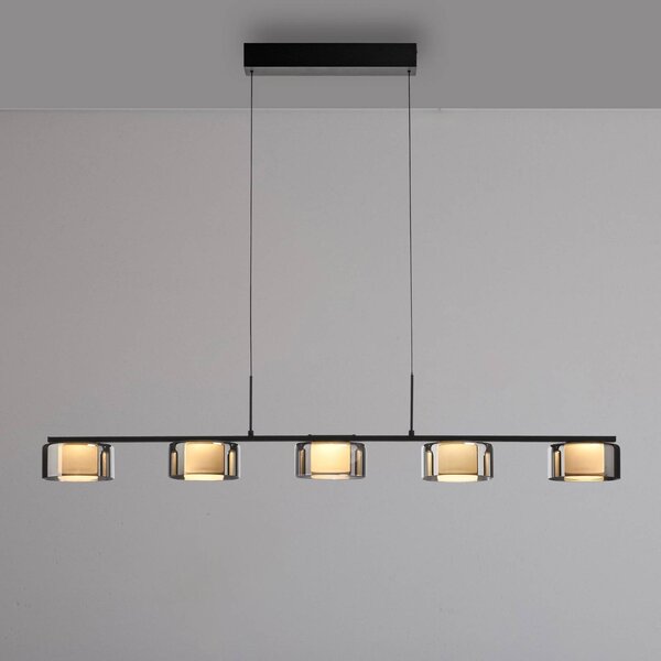 Paul Neuhaus LED závesné svietidlo Rika, 119 cm, sklo, stmievateľné, Čierna, Obývacia izba / jedáleň, Sklo, Moderný, Závesné svietidlo