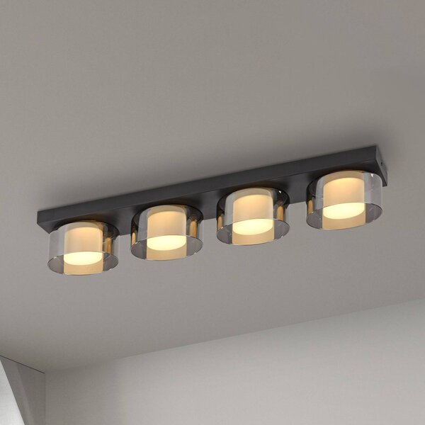 Paul Neuhaus LED stropné svietidlo Rika, 70 cm, sklo, stmievateľné, Čierna, Obývacia izba / jedáleň, Sklo, Moderný, Stropné svetlo
