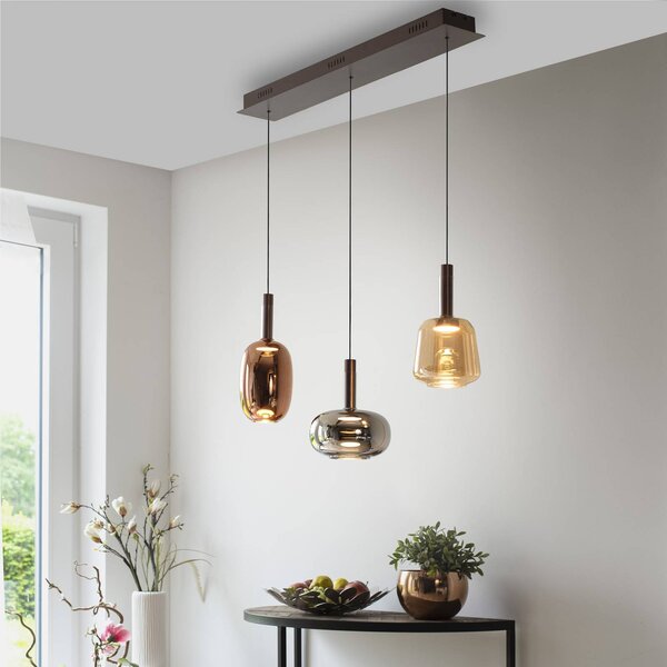 Paul Neuhaus, závesné svietidlo Irides LED, dĺžka 90 cm, farebné, sklo, Viacfarebné, Obývacia izba / jedáleň, Sklo, Moderný, Závesné svietidlo