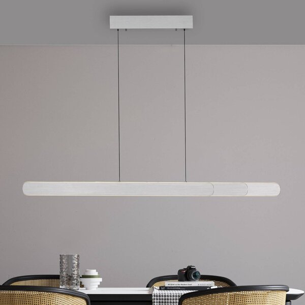 Paul Neuhaus LED závesná lampa Adriana, hliník, dĺžka 160 cm, Hliník / sivá / zinok, Obývacia izba / jedáleň, Hliník, Moderný, Závesné svietidlo
