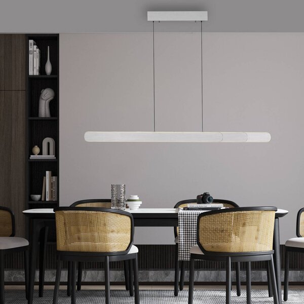 Paul Neuhaus LED závesná lampa Adriana, hliník, dĺžka 160 cm, Hliník / sivá / zinok, Obývacia izba / jedáleň, Hliník, Moderný, Závesné svietidlo