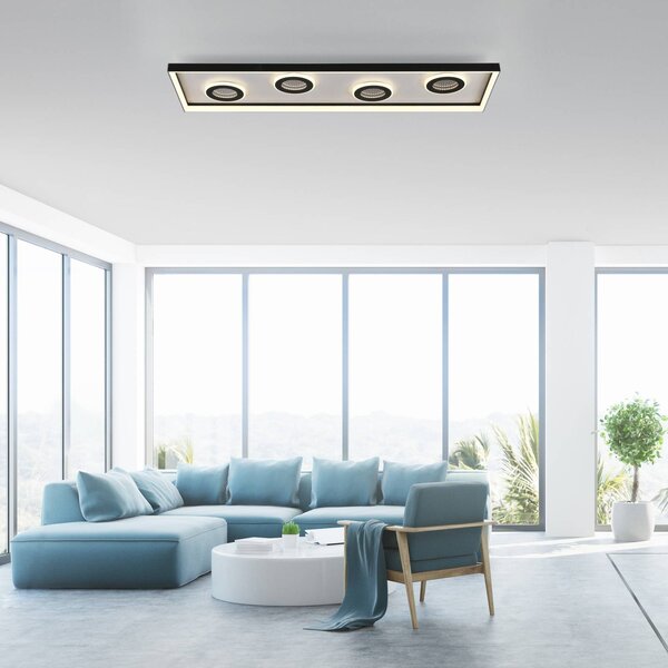 Paul Neuhaus LED stropné svietidlo Dune, 100 cm, čierna, stmiev., Čierna, Obývacia izba / jedáleň, Hliník, Moderný, Stropné svetlo