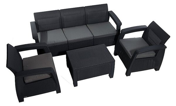 DEOKORK Záhradná ratanová pohovka CORFU LOVE SEAT MAX (antracit)