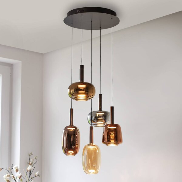 Paul Neuhaus LED závesné svietidlo Irides, Ø 55 cm, farebné, sklo, Viacfarebné, Obývacia izba / jedáleň, Sklo, Moderný, Závesné svietidlo