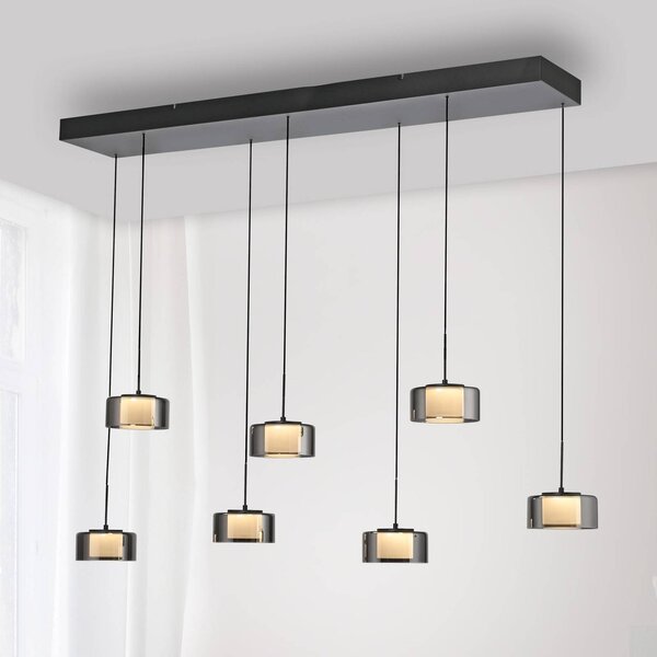 Paul Neuhaus LED závesné svietidlo Rika, 135 cm, sklo, stmievateľné, Čierna, Obývacia izba / jedáleň, Sklo, Moderný, Závesné svietidlo