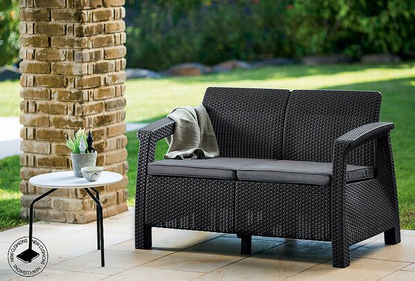 DEOKORK Záhradná ratanová pohovka 2-miestna CORFU LOVE SEAT (antracit)