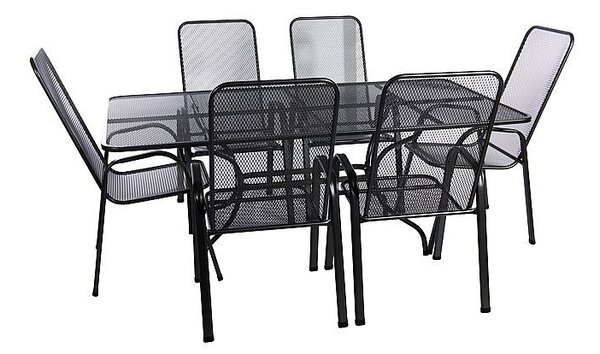 DEOKORK Záhradná kovová zostava SANDRA 1+6 stůl 160x95 cm (CT311)