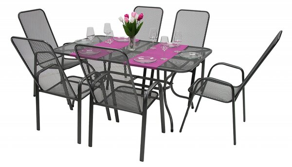 DEOKORK Záhradná kovová zostava SANDRA 1+6 stůl 160x95 cm (CT311)