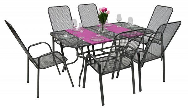 DEOKORK Záhradná kovová zostava SANDRA 1+6 stůl 160x95 cm (CT311)