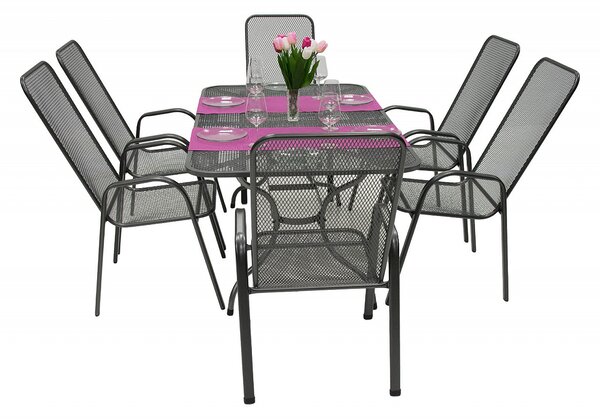 DEOKORK Záhradná kovová zostava SANDRA 1+6 stůl 160x95 cm (CT311)