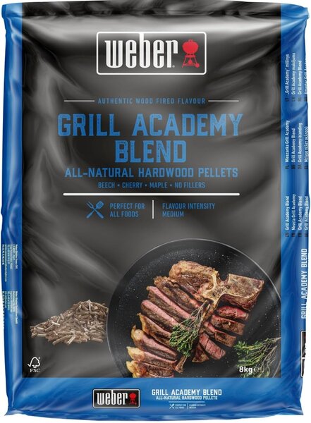 Prírodné drevené pelety Weber - Grill Academy Blend, 8 kg