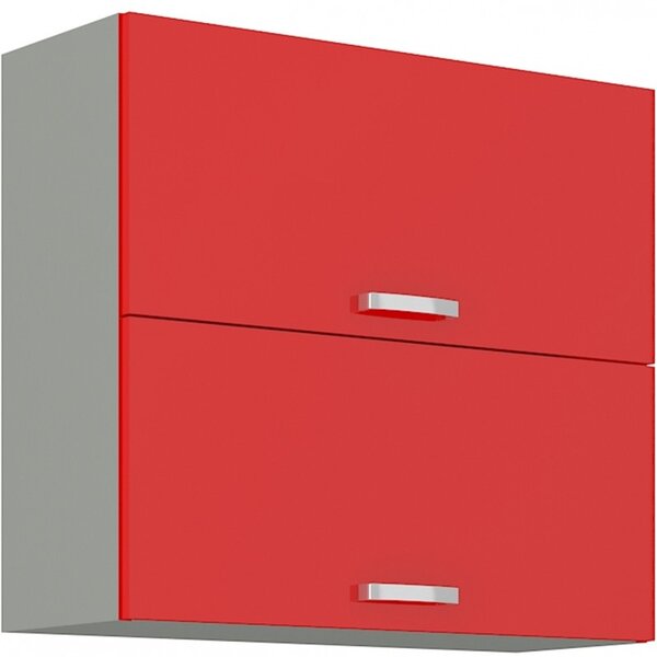 Výklopná horná skrinka do kuchyne 80 cm 04 - HULK - Červená lesklá