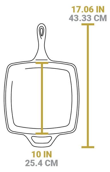 Štvorcová liatinová panvica Lodge 26 cm