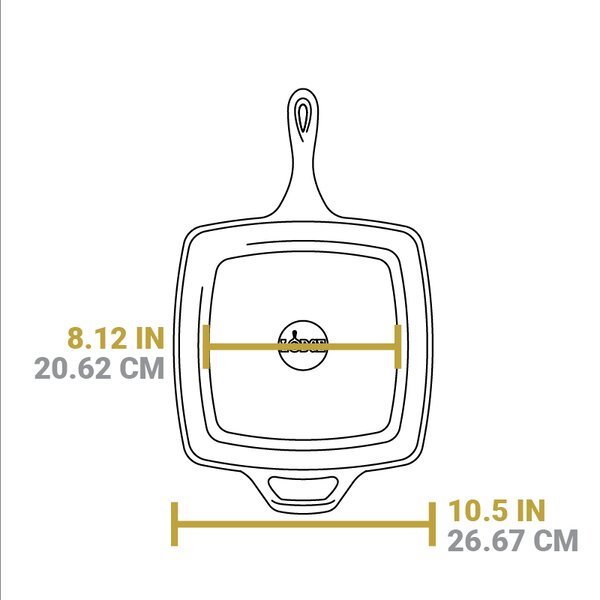 Štvorcová liatinová panvica Lodge 26 cm