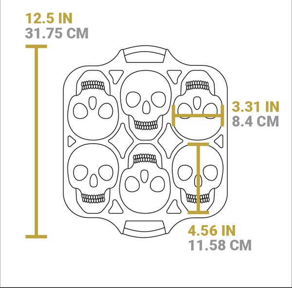Liatinová forma na pečenie Lodge v tvare lebiek