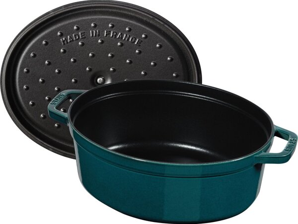 Oválny liatinový hrniec Staub 31 cm, morská modrá