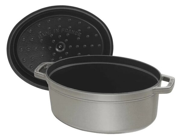 Oválny liatinový hrniec Staub 31 cm, šedý