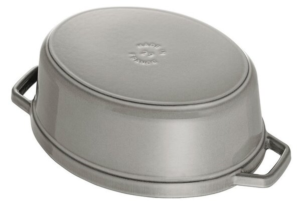 Oválny liatinový hrniec Staub 31 cm, šedý