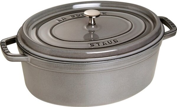 Oválny liatinový hrniec Staub 31 cm, šedý