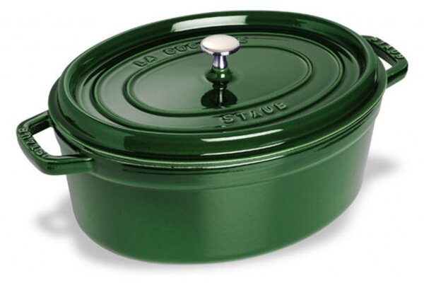Oválny liatinový hrniec Staub 31 cm, bazalka