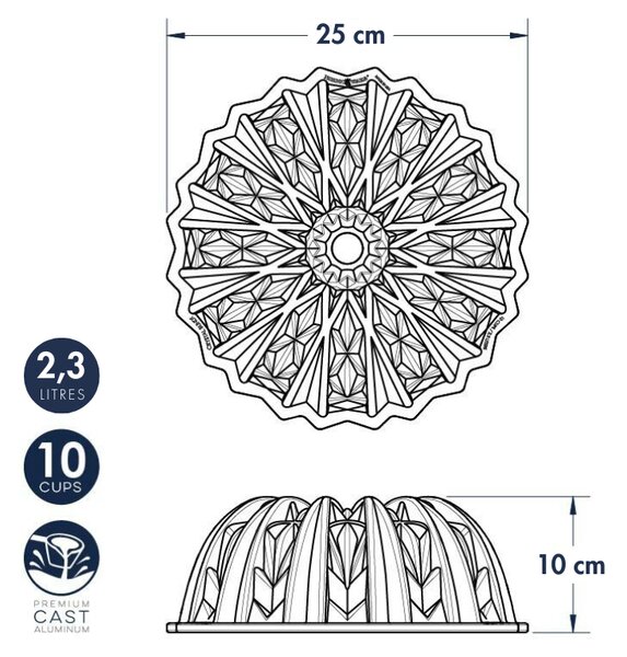 Nordic Ware forma na bábovku Crystal, 10 cup, zlatá