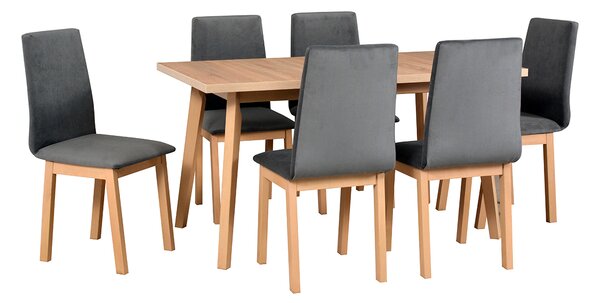 MEBLINE Stôl OSLO 5 + stoličky HUGO 5 (6ks.) - súprava DX40