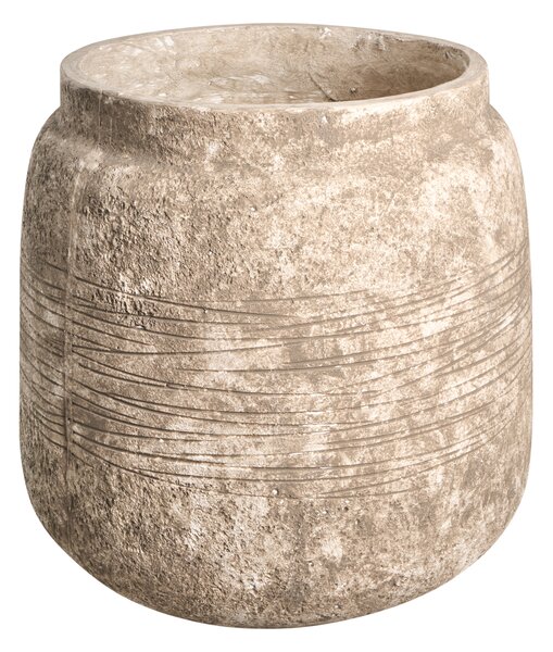 Kvetináč béžový zmes hliny a vlákien maľovaný 44 x 44 x 43 cm okrúhly vysoký do interiéru a exteriéru moderný štýl záhrada obývačka