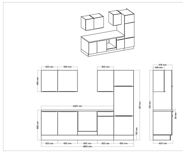 KUCHYNSKÝ BLOK 280/211/60 cm Respekta - Online Only kuchyne, Online Only