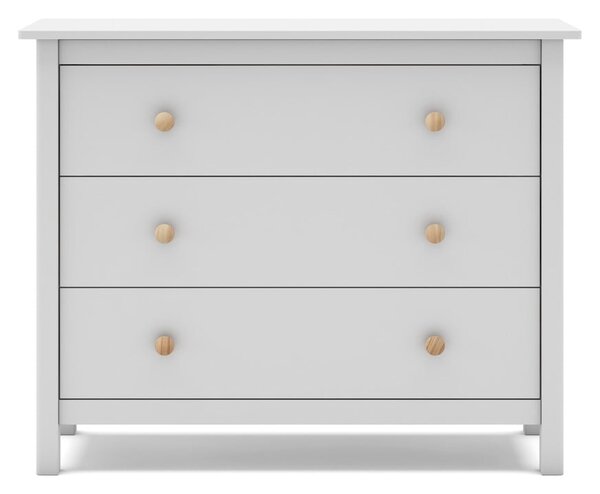 Biela nízka detská komoda z borovicového dreva 100x80 cm Max – Marckeric