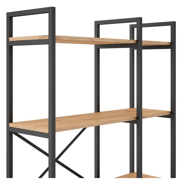 Čierny/prírodný regál v dekore duba 87,5x175 cm Dusan – Marckeric