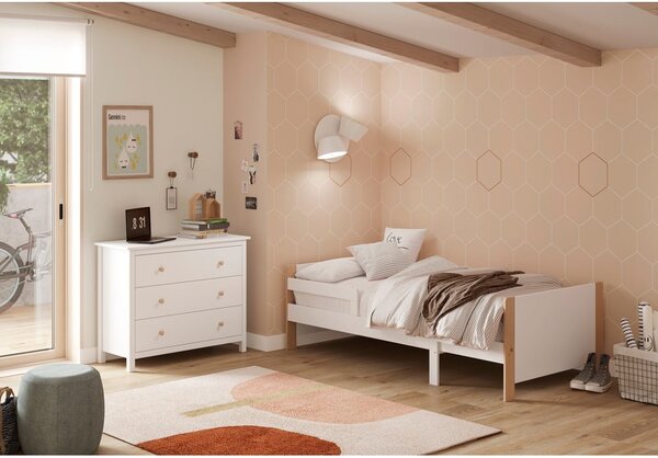 Biela nízka detská komoda z borovicového dreva 100x80 cm Max – Marckeric