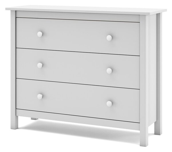 Biela nízka detská komoda z borovicového dreva 100x80 cm Max – Marckeric