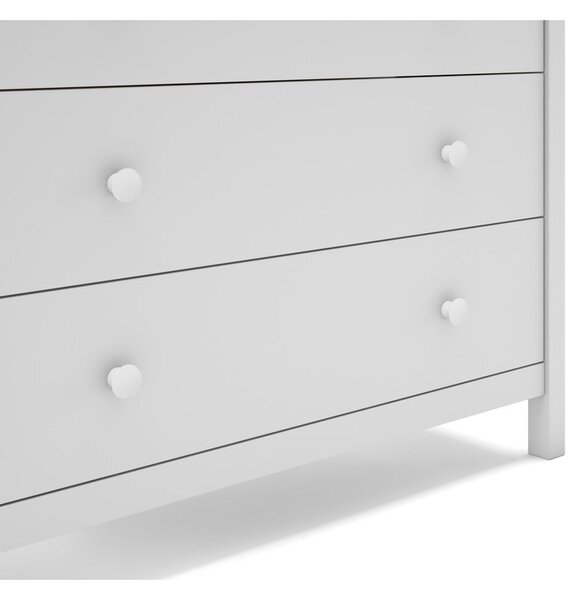 Biela nízka detská komoda z borovicového dreva 100x80 cm Max – Marckeric
