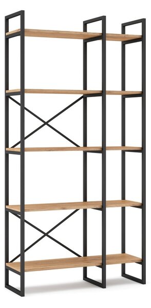 Čierny/prírodný regál v dekore duba 87,5x175 cm Dusan – Marckeric