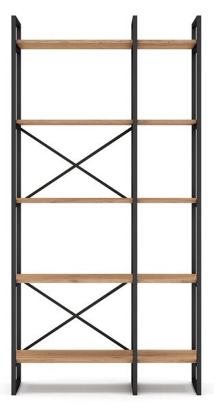 Čierny/prírodný regál v dekore duba 87,5x175 cm Dusan – Marckeric