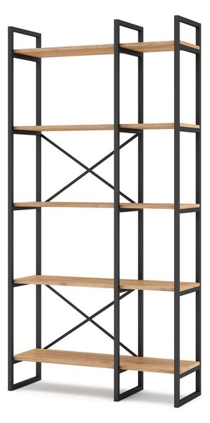 Čierny/prírodný regál v dekore duba 87,5x175 cm Dusan – Marckeric
