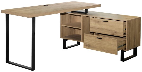 ROHOVÝ PÍSACÍ STÔL, čierna, farba duba, 150/120/75 cm Carryhome - Kancelárske stoly