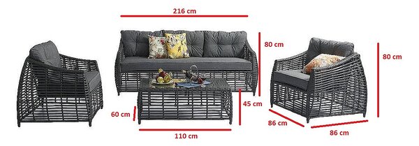 DEOKORK Ratanová zostava CHARLOTTE (podušky ZADARMO)