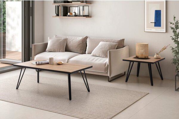 Čierny/prírodný konferenčný stolík s doskou v dubovom dekore 60x60 cm Sindi – Marckeric
