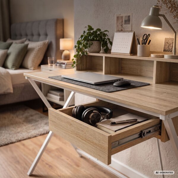 Ak furniture Písací stôl Flexo 100 cm dub Sonoma/biely