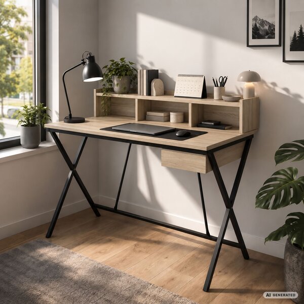 Ak furniture Písací stôl Flexo 100 cm dub Sonoma/čierny