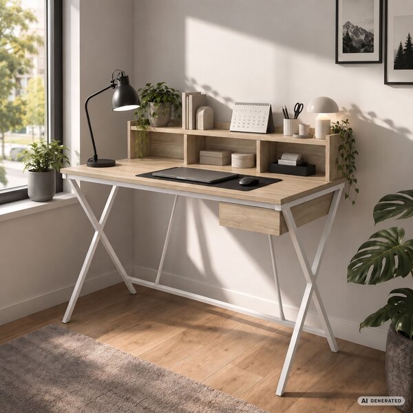 Ak furniture Písací stôl Flexo 100 cm dub Sonoma/biely