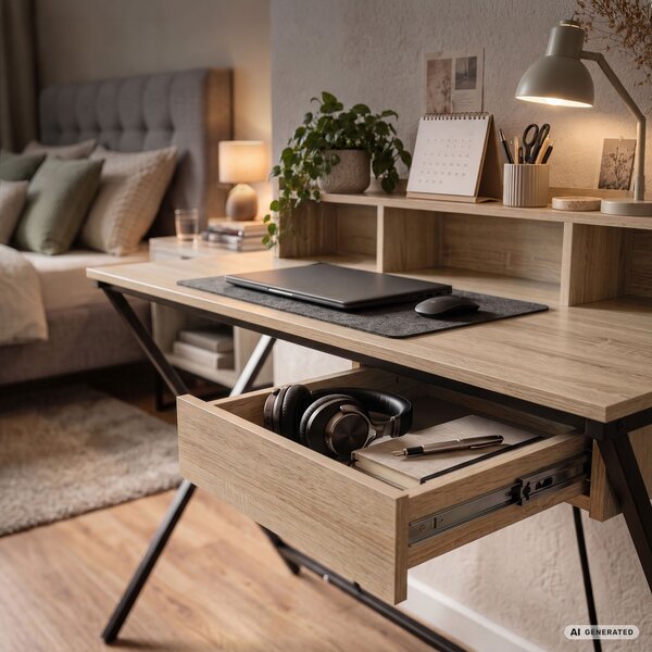 Ak furniture Písací stôl Flexo 100 cm dub Sonoma/čierny