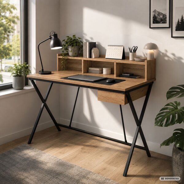 Ak furniture Písací stôl Flexo 100 cm dub Artisan/čierny
