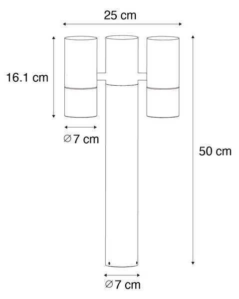 Stojaca vonkajšia lampa čierna 50 cm 2-svetlá nastaviteľná - Duo