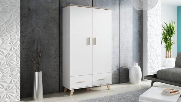 MEBLINE Skriňa LOTAR 110 briliantovo biela / dub sonoma