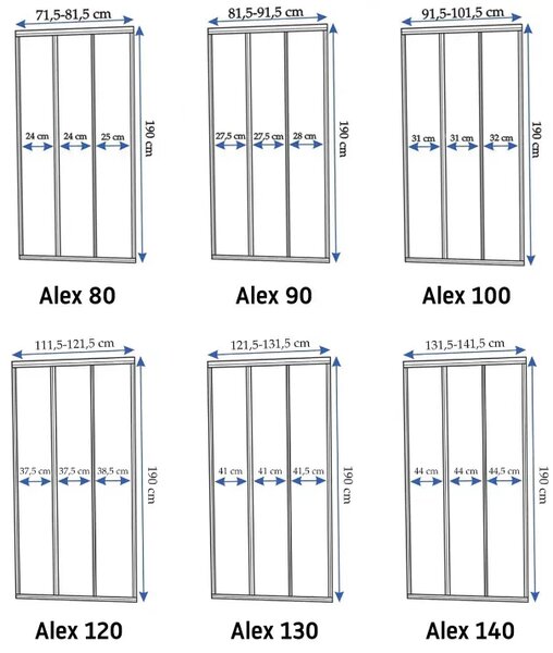 Posuvné sprchové dvere REA ALEX 80 cm pre inštaláciu do niky, chróm/transparent - bez vaničky