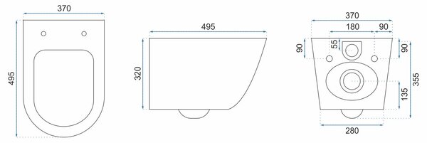 Závesná WC misa Rea Carlos Slim Rimless - matná žula