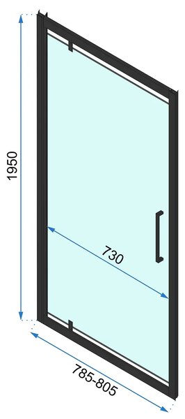 Rea Rapid Swing, 1-krídlové sprchové dvere 80 x 195 cm, 6mm číre sklo, čierny profil, REA-K6408