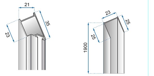 Rea MOLIER, magnetický profil pre sprchové dvere 190cm, čierna, REA-K6395